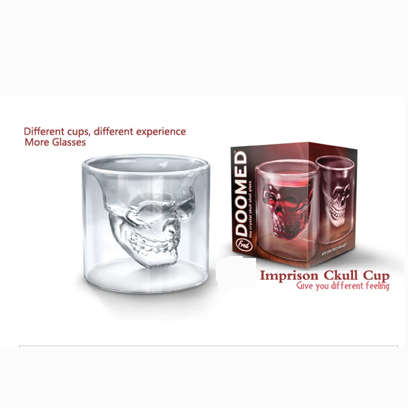 Горячая креативная кружка с черепом прозрачное пиво красное вино виски стекло