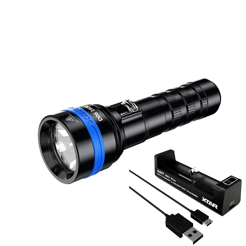 With MC1PLUS Charger XTAR D06 1600 фонарик для дайвинга CREE XHP35 D4 Max 1600 люмен Deam расстояние 430 м магнитный переключатель фонарь 100 м глубина дайвинга - Испускаемый цвет: With MC1PLUS Charger