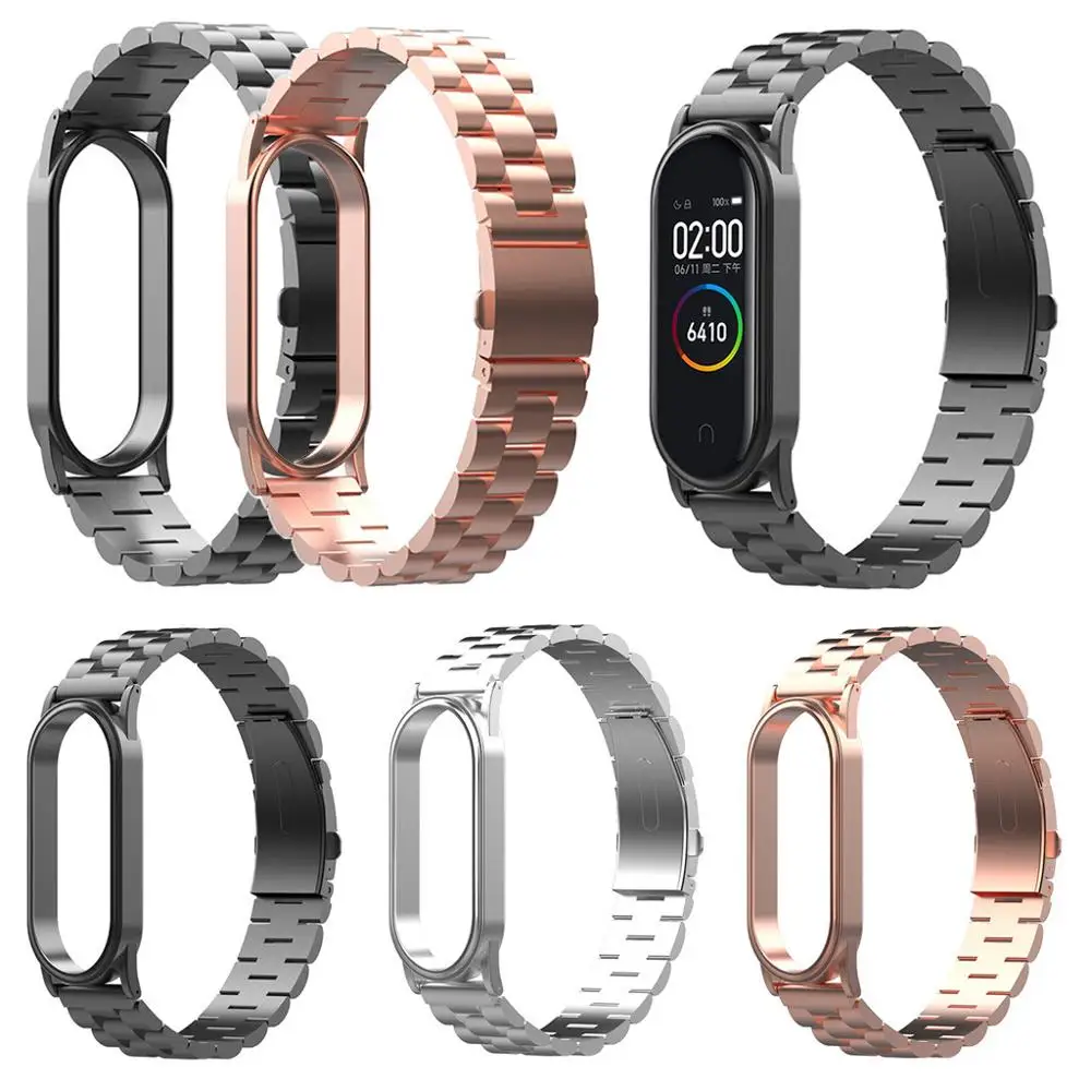 Сменный Браслет для Xiaomi Mi Band 4 браслет из нержавеющей стали роскошный серебристый