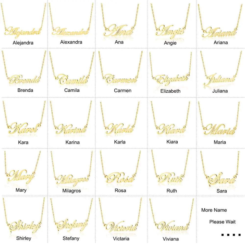 Cute Crystal Name Chains Necklaces for Women Stainless Steel Cursive Font Nameplate Pendant Necklace Birthday Gifts collar NC141 | Украшения