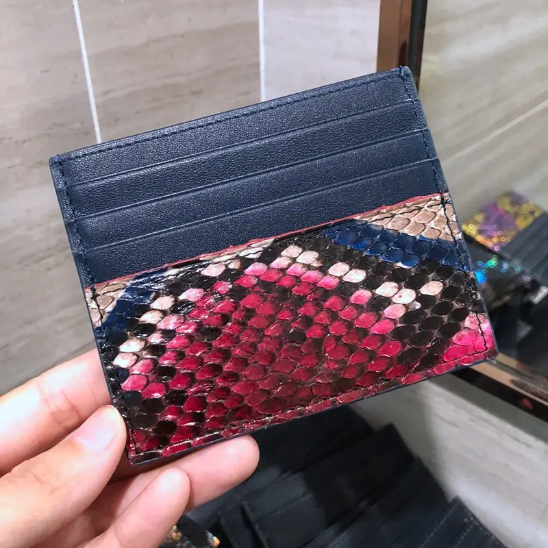 Rose Card Holder CAJIFUCO ультратонкие из натуральной кожи питона кожаный держатель для кредитных карт держатель для карт из натуральной кожи - Цвет: Rose Card Holder