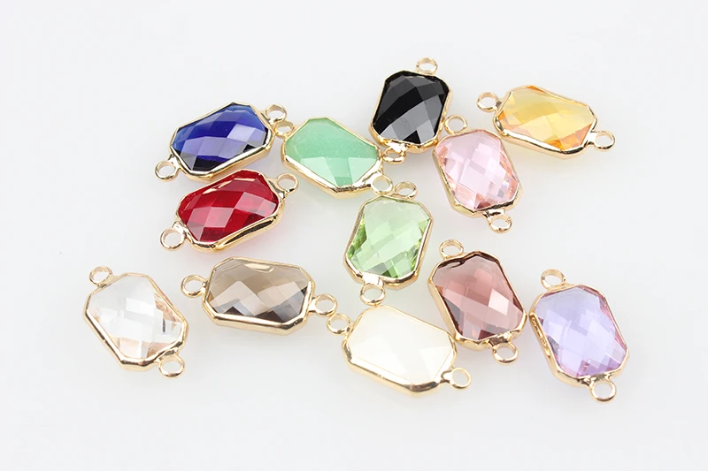 12 шт./лот прямоугольные хрустальные подвески с двойным отверстием