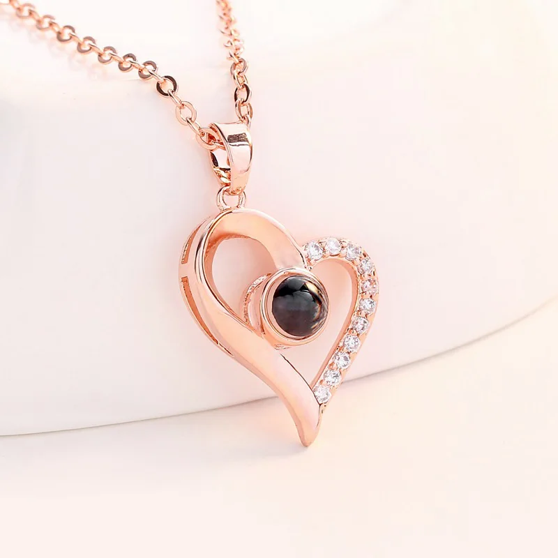 Сердце ожерелье сердце ювелирные изделия 100 языков Lover легкие Проекционные ювелирные изделия кулон 100 языков я люблю тебя - Окраска металла: 03