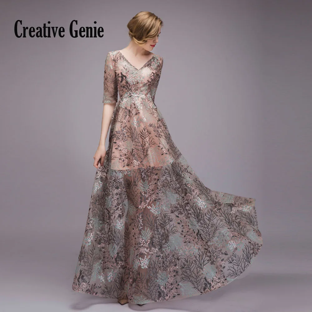 Vestidos De Fiesta Вечерние платья Длинные 2018 новые кружевные с v-образным вырезом и