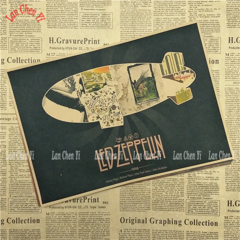 Led Zeppelin Рок-Группа Музыка крафт-бумага плакат Винтаж Высокое качество печати рисунок ядро декоративная живопись