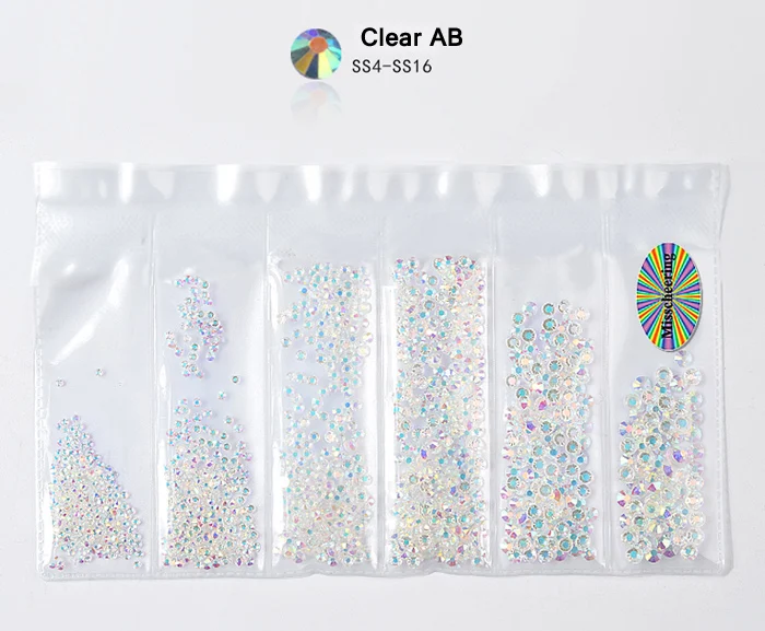 19 Clear AB 1 упаковка стеклянные стразы для ногтей разных размеров SS4-SS16 украшения для ногтей камни блестящие драгоценные камни аксессуары для маникюра 20 цветов - Цвет: 19 Clear AB