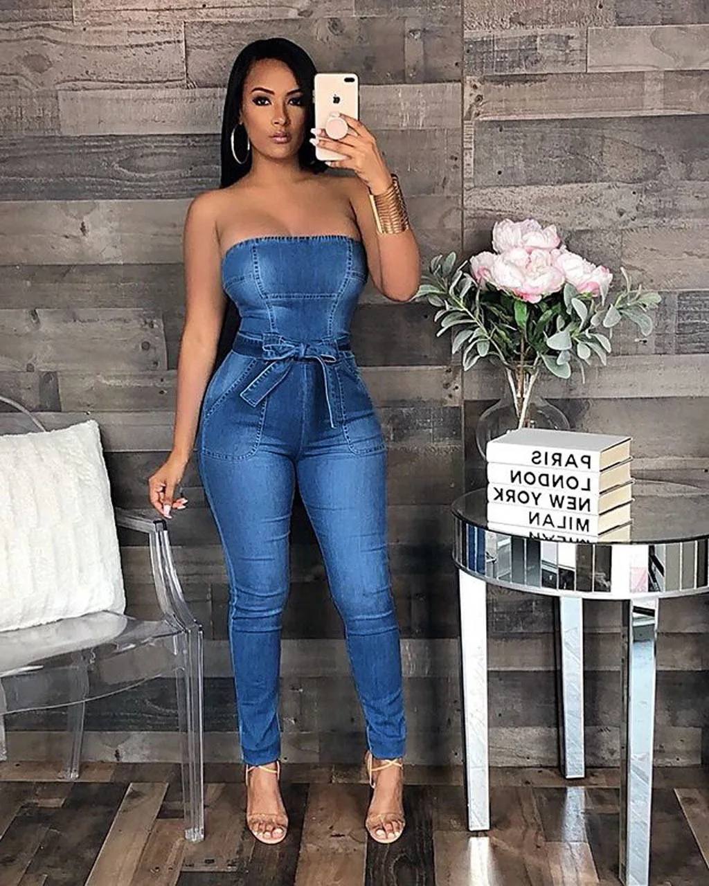 Комбинезон женский длинный с высокой талией|Женские комбинезоны| |