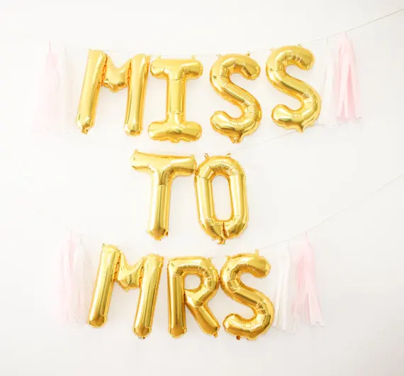Фольгированные шары с надписью Miss to Mrs Chicinlife Свадебный декор для девичника