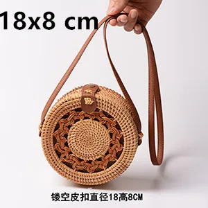 Hollow 18x8cm Пляжные сумки из ротанга, новинка, летние соломенные сумки, сумочки ручной работы, женские сумки через плечо, тканые сумки в стиле бохо - Цвет: Hollow 18x8cm