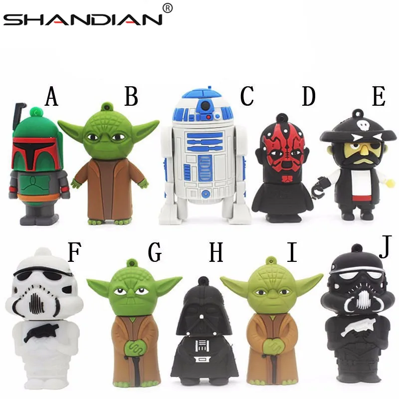 SHANDIAN мультфильм Звездные войны флеш-накопитель R2D2 Флешка Дарт Вейдер 4 ГБ 8 ГБ 16 ГБ 32 ГБ 64 Гб usb флеш-накопитель флеш-карта памяти U диск