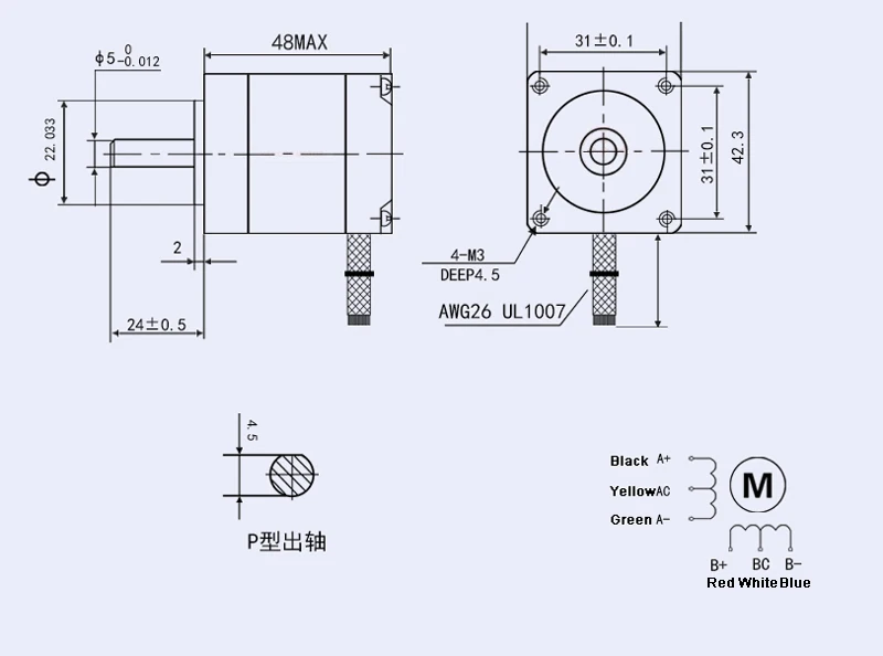 Nema17 48 мм 42 Шаговый Мотор 4-свинец 17 шаг 80 унций 1.7A 0.55N 2 фазы для Объёмный рисунок(3D-принт) драйвер ЧПУ XYZ 17HS3401