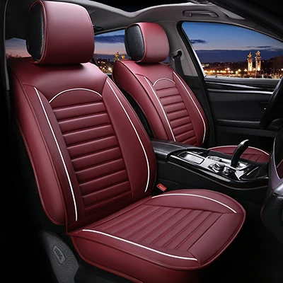 Кожаный универсальный чехол для автомобильных сидений для Land Rover freelander Rover Range Evoque Sport Discovery все модели авто аксессуары - Название цвета: Wine red