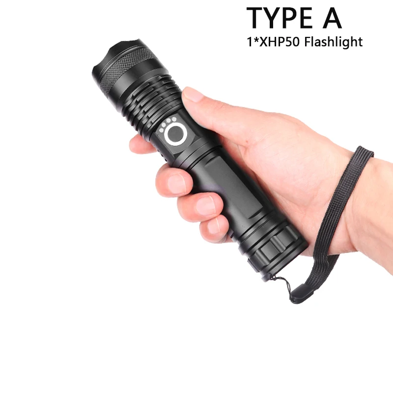 HS522 мощный флэш-светильник led xhp50.2 зарядка через usb Zoom xhp50 СВЕТОДИОДНЫЙ Фонарь ручной 18650 или 26650 перезаряжаемый фонарь для охоты - Испускаемый цвет: xhp50 TYPE A