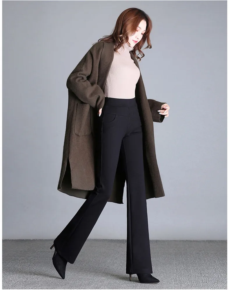 New Women's Autumn Spring Tight Flare Pants Red High Waist Plus Size Blue Elastic Band Trousers Fashion Casual Stretch Pants 6XL