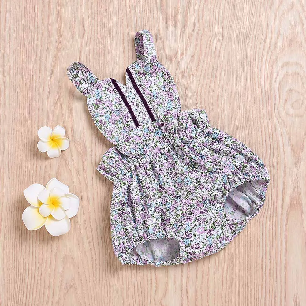 LONSANT/одежда для малышей Комбинезон с открытой спиной и цветочным принтом девочек