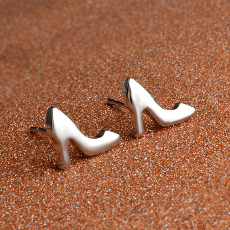 Женские серьги гвоздики на высоком каблуке серебристые|stud earrings|stud earrings wholesaleearrings