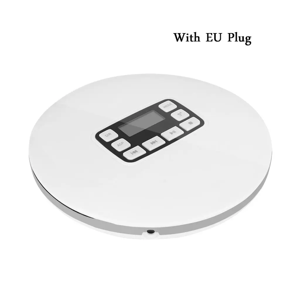 white for EU Белый ЕС Plug lcd Портативный AUX CD плеер+ наушники для MP3/CD/CD-R/CD-RW диск стиль cd-плееров - Цвет: white for EU