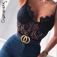 cryptographic fashion mesh sheer lace bodysuit 2021 summer hollow out straps bralette bodysuits teddy streetwear women tops chic