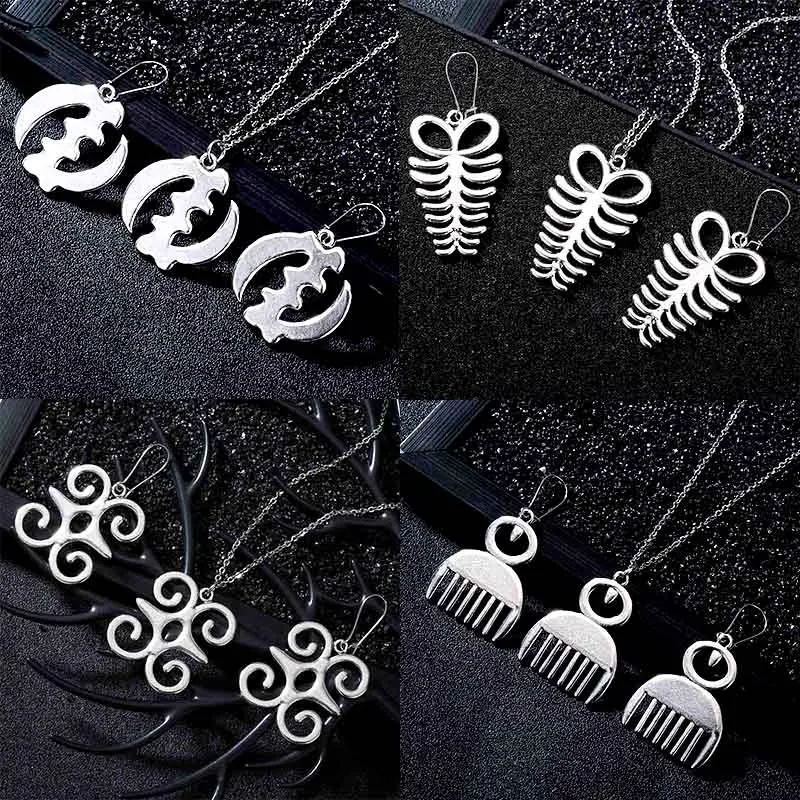 Сережки античное серебро с Африканским символом цветные Серьги Adinkra Gye Nyame