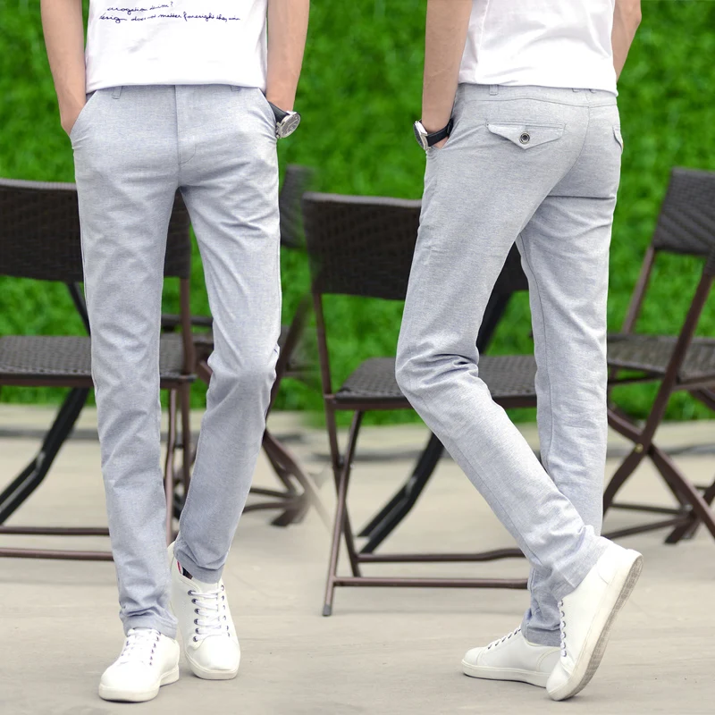 2018 summer breathable linen trousers white casual loose straight fluid pants male plus size |