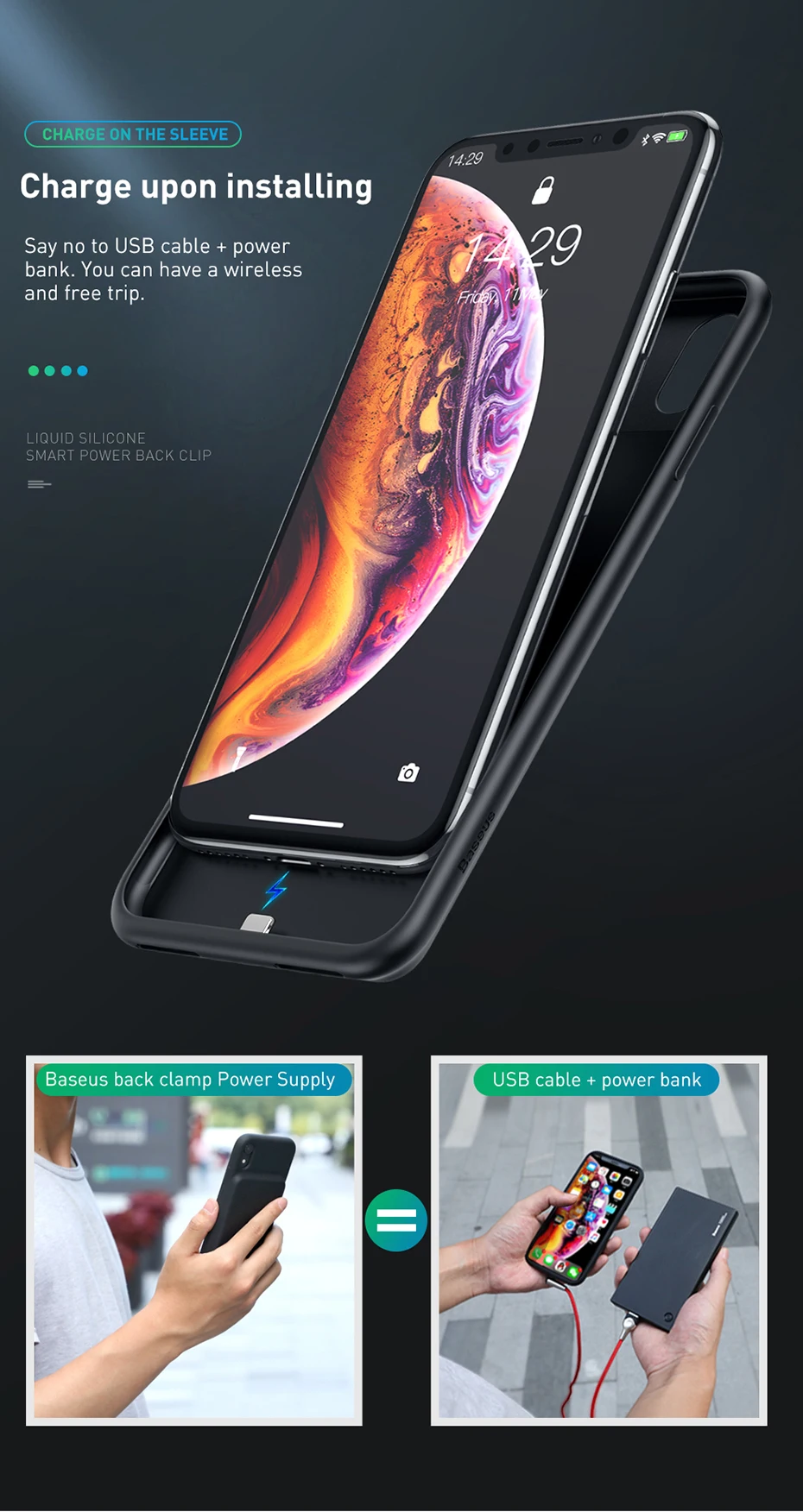 Чехол для зарядного устройства Baseus для iPhone Xs Max Xr X чехол для зарядки аккумулятора 4200 мАч для iPhone Xsmax внешний аккумулятор зарядное устройство