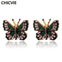 chicvie colorful crystal butterfly stud earrings for women luxury earring wedding jewelry statement geometric earrings ser190112