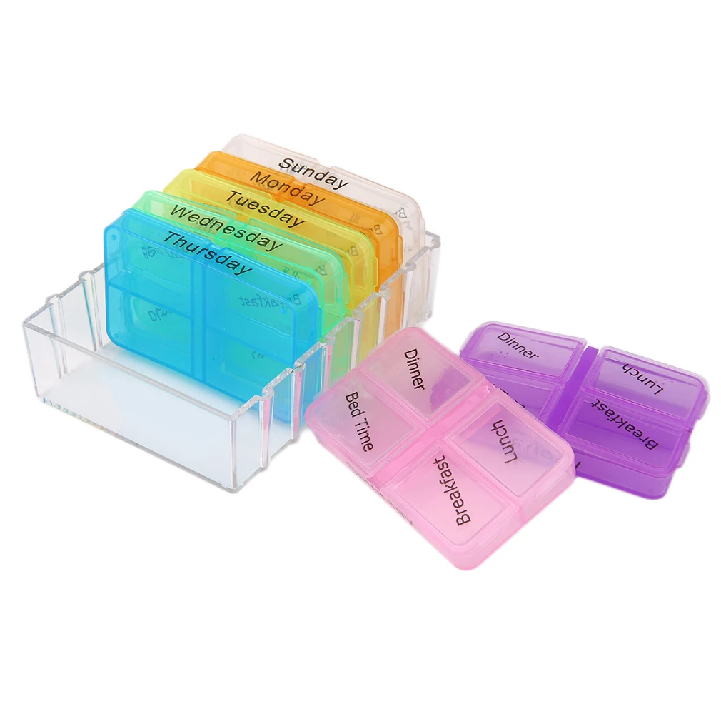 1 * 7 Seven Day Large Pill Box Medicine Tablets Holder Dispenser Pills Organiser Hot Selling | Красота и здоровье