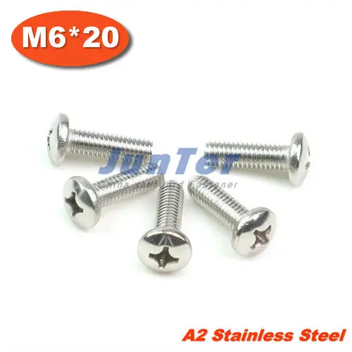 

100pcs/lot DIN7985 M6*20 Stainless Steel A2 Pan Head Phillips (Cross recessed pan head) Screw