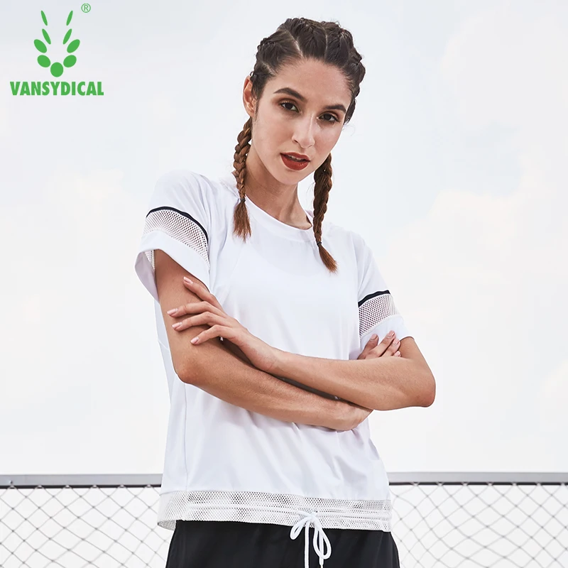 Vansydical спортивные женские дышащие сетчатые футболки с коротким рукавом для