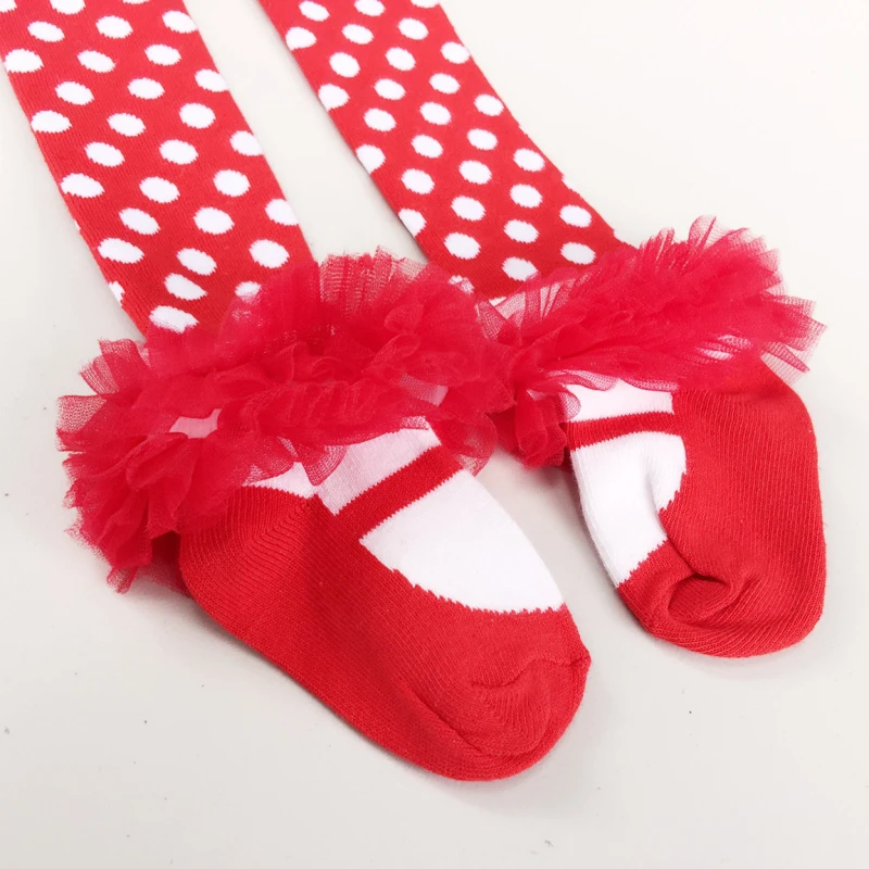 От 0 до 7 лет колготки принцессы для девочек Рождественские кружевные в красный