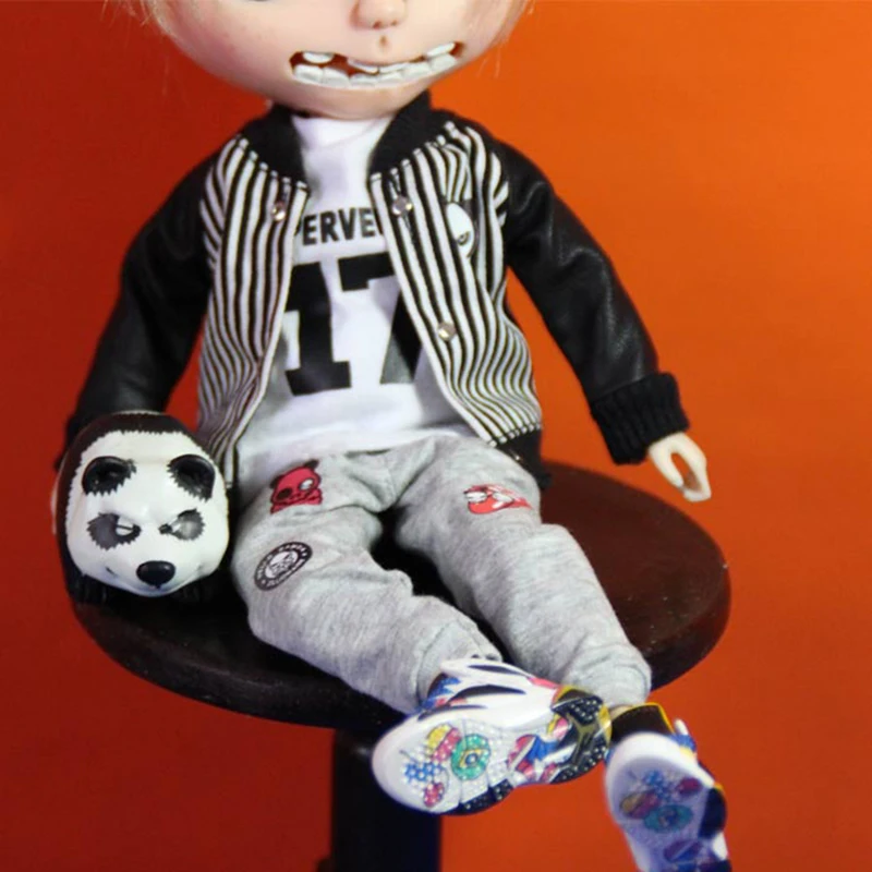 1set Fashion Blyth Doll's Clothes Panda Coat White T-shirt Pants Sport Suit for Azone 1/6 BJD Doll dolls | Игрушки и хобби