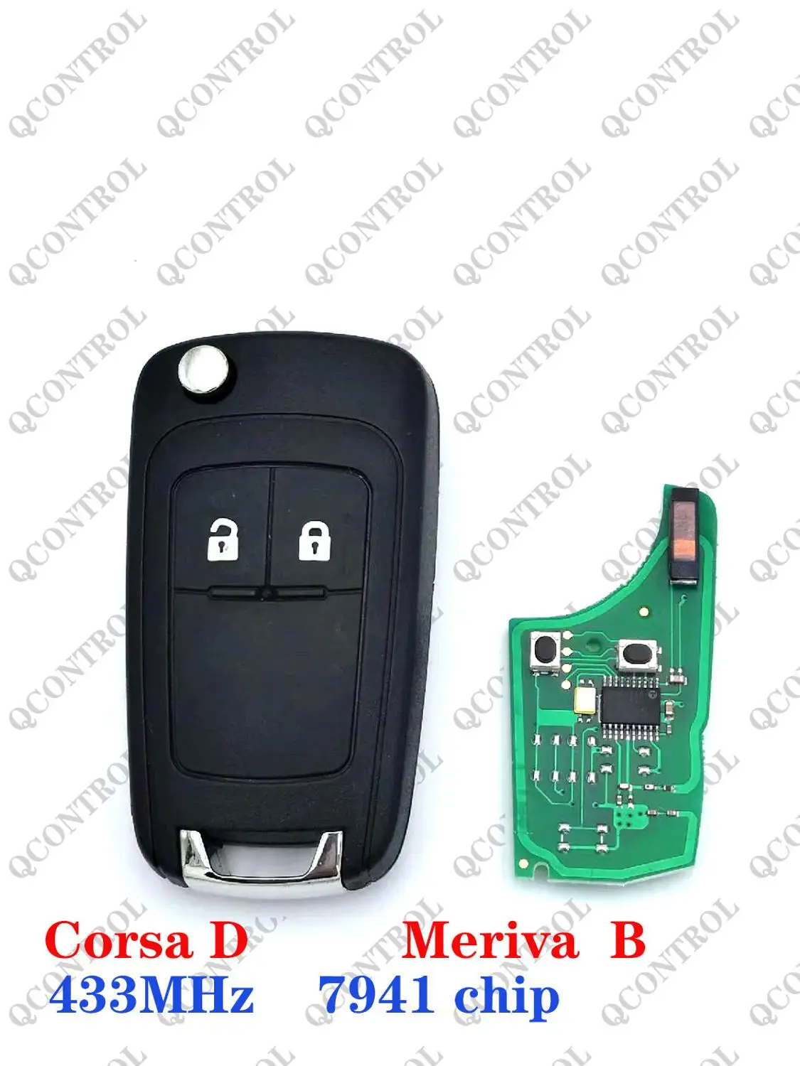 QCONTROL G4-AM433TX Автомобильный Дистанционный ключ Костюм для opel/Vauxhall Corsa d костюм(2007+, Meriva 2010+ с чипом pcf7941