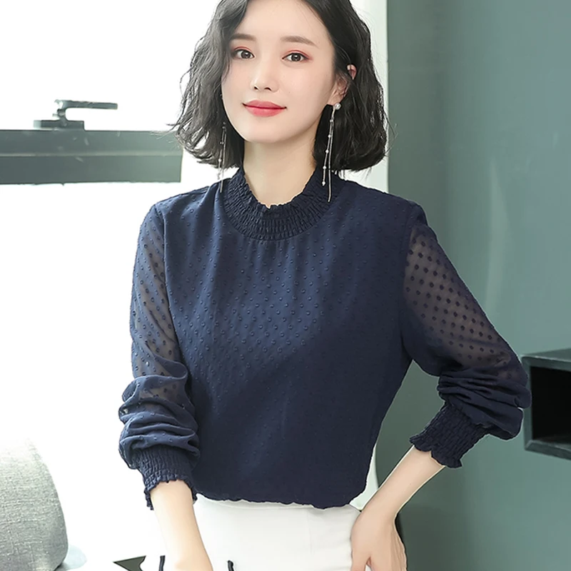 Модные блузки для женщин шифоновая Женская одежда с длинными рукавами женская