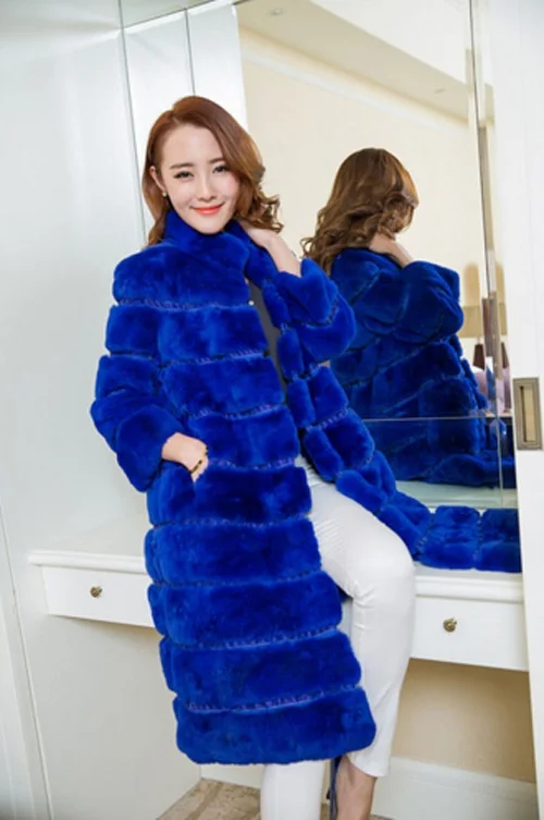 Бесплатная доставка Новая мода шоу стиль шуба из кролика Рекс женская очень