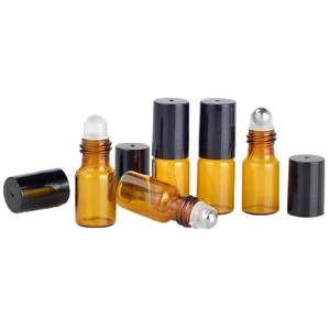 100 шт.лот 3 мл Янтарное стекло рулон на бутылке с роликом из нержавеющей стали эфирное масло роликовая бутылка для духов