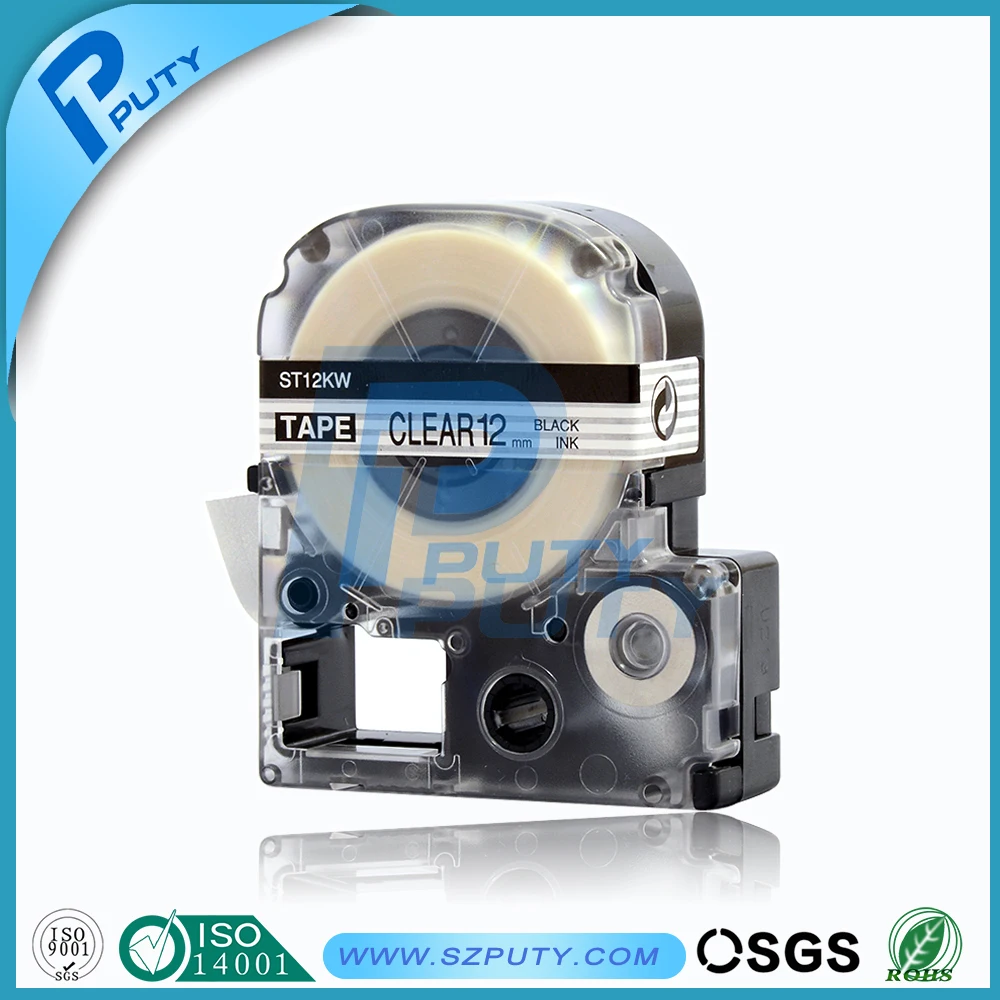 Черный на прозрачном тергабыл профессиональная лента ST12KW совместимая kingjim