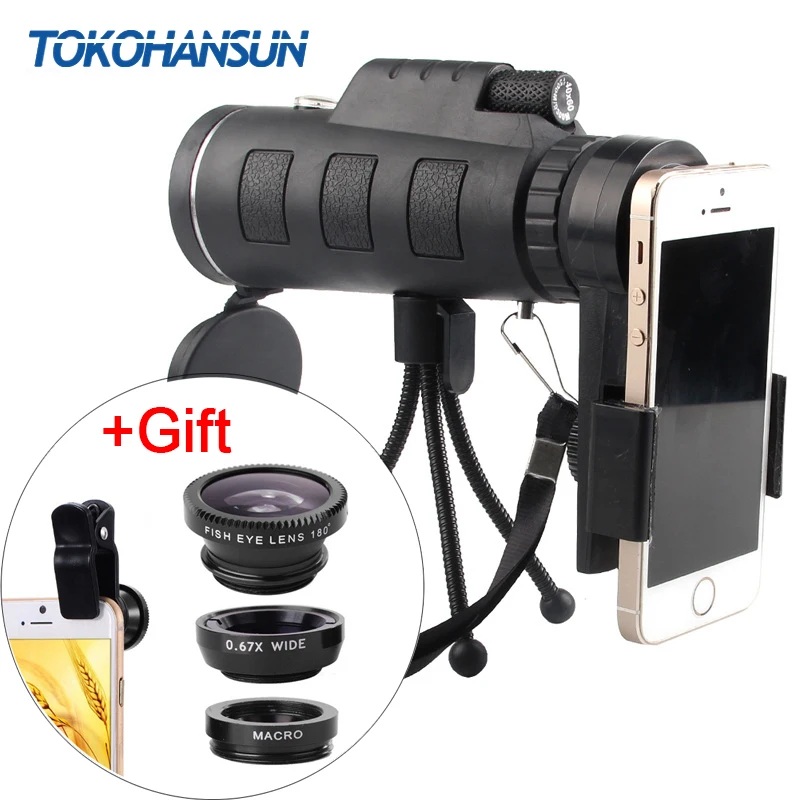 TOKOHANSUN телефон Объективы для фотоаппаратов комплект 40X телефото зум Lentes + штатив