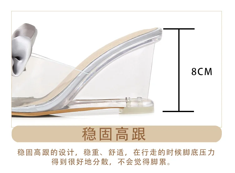 Butterfly-knot High Heel Sandals Women Summer Flower Crystal Shoes Lad Transparent Heels Peep Toe Wedges Ladies Sexy Sweet Shoes