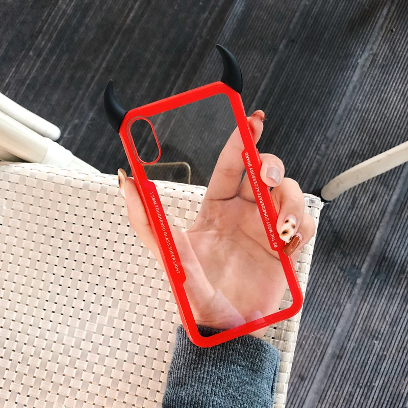 3D роскошный милый прозрачный мягкий чехол с изображением дьявола для iphone 11 12 pro X XR