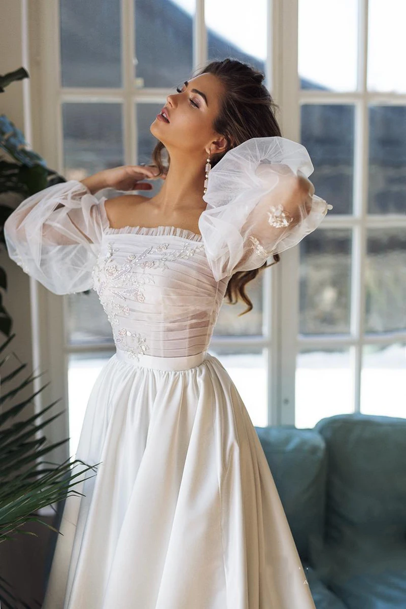 LORIE Boho Свадебное платье цвета слоновой кости A-Line платья для невесты аппликация с