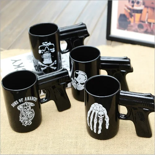 Творческий пистолет Керамика кубок черепа отдельных смешной подарок на день
