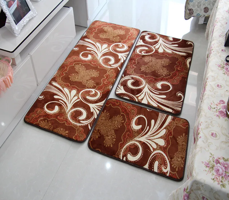 fanhuasijin 3pcs Мягкий коврик для ванной, водопоглощающий коврик для ванной комнаты, коврик для ванной, домашний коврик для гостиной, кухни, двери, напольный коврик для туалета, нескользящий - Цвет: fanhuasijin 3pcs