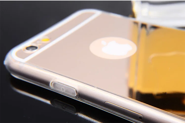Роскошный модный зеркальный Мягкий ТПУ чехол для iPhone 4 4S 5 5S SE 6 6S 6Plus 6SPlus 7 7Plus 8 plus X