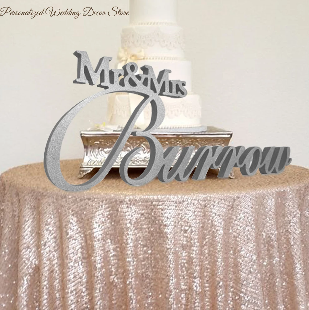 Именной Свадебный знак Mr & Mrs большой центральный стол украшение индивидуальный