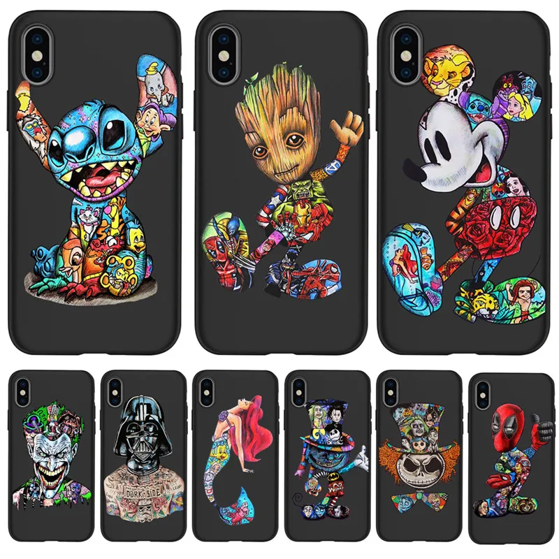 Милый силиконовый чехол с изображением героев мультфильмов для iPhone X, XR, XS, Max, 5, 5S, SE, 6, 6 S, 7, 8 Plus, чехол для телефона, чехол для телефона