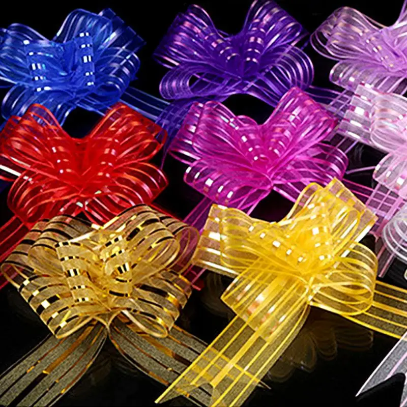 Свадебная Автомобильная прозрачная гирлянда 5 см из органзы с бантами 10 шт.