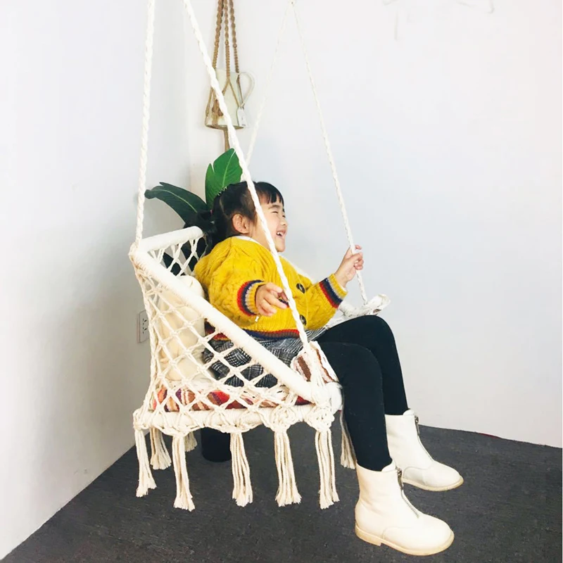 Гамак вязаный макраме подвесное кресло из хлопковой веревки детская игрушка для