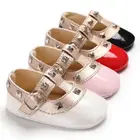 Туфли-Слипоны для новорожденных девочек, из полиуретана, блестящие, сатиновые