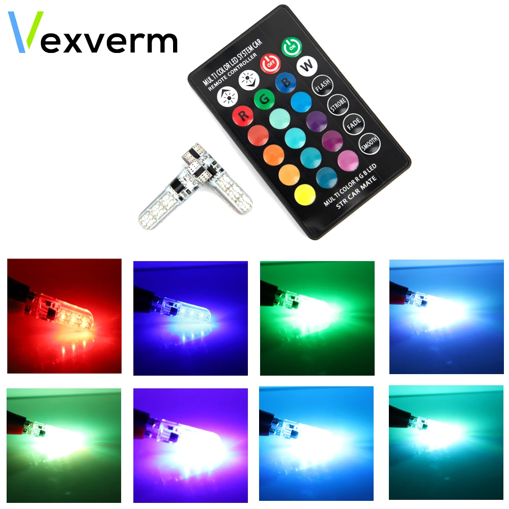 Vexverm T10 RGB W5W светодиодный Габаритные фонари для автомобиля 194 168 лампочка с