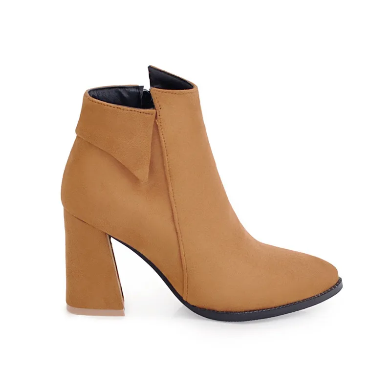 MoonMeek/осень-зима 2020 Новое поступление женские ботинки из флока с острым носком на